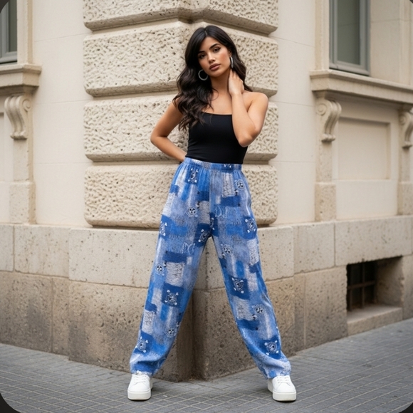 Risa Blue and Gray Yoga Haren Pant with Elastic Waistband Size Medium - Picture 9 of 9